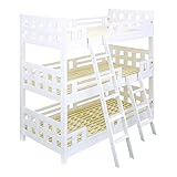 三段ベッド 木製 North(ノース) 分割可 耐震仕様 シングル (宮無し ロータイプ H.199cm, ホワイト)