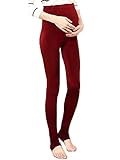 【MIKA&MAYA】 マタニティ レギンス 裏起毛 ロング ストレッチ パンツ ボア レディース (フリーサイズ, ワインレッド)