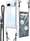 Denaisii Google Pixel 7A ケース クリア ショルダー ピクセル 7A スマホケース Pixel7A ケースストラップ 耐衝撃 肩掛け 斜めかけ 縄掛け 透明 TPU ストラップ付き 携帯ケース 薄型 軽量 紐付き 斜めがけ 織りストラップ付き ネックストラップ ショルダー ケース 長さ調整可能 取り外し可能 ワイヤレス充電対応 落下防止 紛失防止止(ブラック)