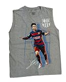 FCBARCELONAカタール航空会社メッシマッスルシャツヘザーグレーノースリーブサイズYL