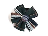 タータンチェック　フラワーヘアゴム (グリーンXブラウン)