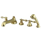 Kingston Brass KS43025AL Metropolitan Roman Tub Filler with Hand Shower with Metal lever handle, Pol