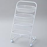 山善(YAMAZEN) キッチンワゴン キャスター付き バスケット 4段 RBW-4(WH)