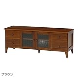 棚 ローボード アンティーク 風の 上品 な TV台 かわいい お部屋の 収納家具 WOOD PRODUCTS テレビ台 花柄飾りガラス ブラウン
