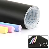 FUT(エフュ ト) 5本チョーク付きシール式でどこにでも貼れる黒板シールウォールステッカー幅45cm*長さ200cmブラック