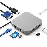 サンワダイレクト Type-C ドッキングステーション HDMI 4K / LAN/PD 100W/ VGA/Type-A×2 / SD microSD ケーブル巻き取り式 モバイル 400-HUB091S