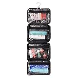 万能家庭用トラベルオーガナイザー アクセサリー トイレタリー 化粧品 メイクアップ 吊りシェービングキット バッグ - ブラック