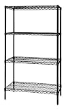 Quantum Storage Systems WR63-1236BK Starter Kit for 63" Height 4-Tier Wire Shelving Unit, Black Fini