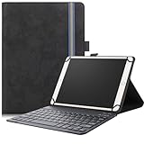 For LUCA TE10D2M64-V1B ケース LUCA TE10D2M64-V1B キーボード スタンド機能 分離式可能キーボード ペン収納可能 四隅固定 弾性バンド固定 ペン収納 耐衝撃 PUレザー (ブラック)