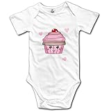 可愛い 赤ちゃん キュート ケーキ アイコン 半袖ロンパース 100%綿 White Size 6 M