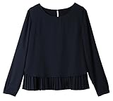 Angeliebe エンジェリーベ マタニティ トップス 授乳口 付 裾 プリーツ レイヤード風 プルオーバー 産前 産後 妊婦服 長袖 重ね着風 S ～ M ネイビー