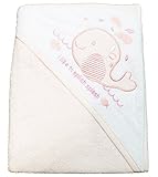 Soft 100% Cotton Pink/White Hooded Baby Bath Robe/Towel - SPLISH SPLASH WHALE by KATIES PLAYPEN? / B
