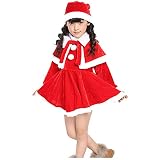 COCO1YA(ココイチヤ) クリスマス 子供服 三点セット 帽子付き 赤ちゃん サンタ コスチューム 女の子 男の子 四点セット マラソン (女の子, 120cm)