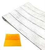 簡単 模様替え 壁紙 貼付シールタイプ 45cm×10m ウォールステッカー 防水 【貼り方説明書付】 (木目ホワイト板柄セット)