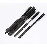 uxcell　フラットヤスリ　木工　ハンドツール　プラスチックハンドル　5mm x 180mm　10本入り