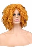 Dagly(TM) レディースキンキーカーリーアフロホイッグ党ゴールドブロンドロング黒人女性のための人工毛ウィッグ、ストレッチ長さ20インチ