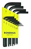 【国内正規品】BONDHUS(ボンダス) 六角L-レンチ ショートセット 黒染め加工 12本組 (0.050、1/16、5/64、3/32、7/64、1/8、9/64、5/32、3/16、7/32、1/4、5/16インチ) HLX12S No.12236
