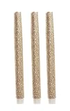 9 Inches Melted Led Taper Candles with Timer,Battery Operated,with Gold Glitter,Pack of 3 [並行輸入品]