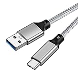 USB-C & USB-A 3.1(Gen2) ケーブル 0.3m Popolier【10Gbpsデータ転送/3A 60W高速充電】USB3.1 Gen2 ケーブル USB-A to USB-C ケーブル 高耐久ナイロン Galaxy S10 / S10+ / S9 / S9+、iPad Pro (2018) / iPad Air 5 / MacBook/MacBook Air (2018)、その他USB-C機器対応 (0.3m)
