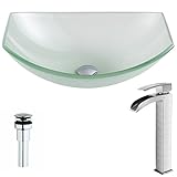 ペンダントシリーズdeco-glassシンク光沢のあるつや消し仕上げキー付き蛇口in Brushedニッケル