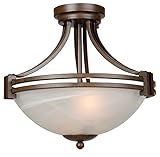 Yosemite Home Decor 98321A-2DB Sequoia Semi-Flush Mount with Frosted Alabaster Shade, 2-Light, Dark 