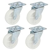 uxcell キャスターホイール　シングル・ホイール　PP　メタル　玉軸受　シルバートーン　4個入り
