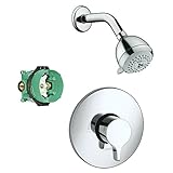 Hansgrohe KS04355-28443PC Croma 3-Jet Showerhead Kit with PBV Trim, and Rough in Chrome [並行輸入品]