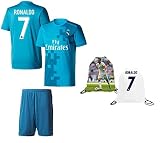 ファンKitbag Ronaldo # 7 Madridホームユースサッカージャージー&ショーツキッズプレミアムギフトKitbag ✮ボーナスRonaldo # 7 Drawstringバックパック
