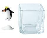 花市場直送便 ミニチュアガラス リアルイワトビペンギン & カラーサンド ホワイト & 植え込み用グラス ニューブロックS