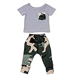 Domybest ベビー服　男の子 Tシャツ キッズTシャツ 半袖Tシャツ+パンツ 迷彩柄 幼児 赤ちゃん 上下 2点セット 普段着 春 夏 向け 2色選べる
