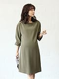 Angeliebe エンジェリーベ マタニティ ワンピース 授乳口付き ボトルボートネック ボリューム スリーブ ワンピ 妊婦服 産前 産後 フリー グレイッシュカーキ 22206 22206400