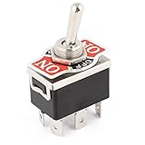トグルスイッチ，SODIAL(R) AC 250V/10A 125V/15A DPDT 3ポジション　オン/オフ/オン　トグルスイッチ　黒＋シルバー