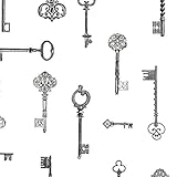 Brewster 2532-20423 Addison Vintage Keys Wallpaper Black [並行輸入品]