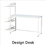 シンプルなデザインのデスク シェルフ付きで収納に便利 ガラス天板のモダンなデザイン ホワイトカラー
