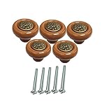 Ltvystore 5Pack Coffe Ceramic Pastoral Carved Cabinet KnobsDrawer Pulls & Handles SetCeramic Pastora