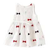 Dizoon 春夏 子供 ベビー キッズ 女の子 ワンピース ドレス スカート 可愛い服 蝶?び 白 ピンク 80 85 90 100cm 6-36ヶ月