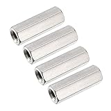 uxcell 六角カップリングナット M6 X 1-ピッチ 30mm長さ 304ステンレススチール メトリック 六角カップリングナット 4パック