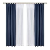 Bedsure 遮光カーテン 4枚セット 防音 遮熱 一級遮光 断熱 遮音 ネイビー 目隠し かーてん 幅100cm×丈178cm しゃこう