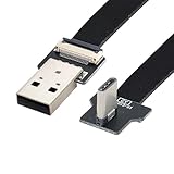 xiwai 0.5M 直角USB 2.0 Type-A オス - USB-C Type-C オス データ フラット スリム FPC ケーブル FPV & ディスク & 電話用