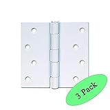 Designers Impressions 21096 White Door Hinge 4" Inch x Square Corners w/ Mounting Screws: 4" - 3 Pac