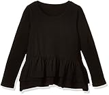 hipa hipa 長袖 フレア フリル カットソーキッズ 服 ガールズ トップス シンプル 無地(サイズ120cmブラック)