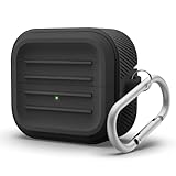 【elago】 Galaxy Buds3 Galaxy Buds3 Pro 対応 ケース 耐衝撃 シリコン 落下防止 カラビナ 付 カバー シンプル デザイン シリコンケース [ GalaxyBuds3 ギャラクシー バッズ 3 ギャラクシーバッズ3プロ 対応 ] ARMOR CASE ブラック