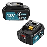 Boetpcr 互換 マキタ 18v バッテリー BL1860B 6.0Ah大容量 2個セット マキタ 互換 バッテリー 18v BL1815N BL1820B BL1830B BL1860Bなどに対応 BMS基板搭載 最新セル採用 LEDランプ残量表示 長時間稼働可能 CE PSE認証取得済み ブルー