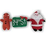 Estella gift-hol-santa Hand Knit Organic Cotton Santa Newborn Baby Holiday Gift Set with 3 Infant Ra