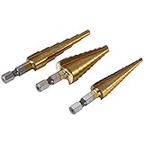 3pcs HSS 6541 Hex Shank Step Cone Titanium Coated Step Drill Bit Punching Tools for Wood Stainless S