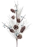 6個パックGlittered人工クリスマスSprays with Pine Cones and Berries 27 "
