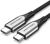 VENTION USBケーブル 0.5m グレー USB-C to USB-C 3.1 急速充電 ナイロン編組
