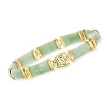 Ross-Simons Jade Good Fortune ブレスレット 18Kゴールドオーバー スターリングシルバー, 8.5 inches, ジェムストーン, ジェイド
