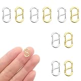 DELUXEFOX キーホルダー金具 10個入り 2サイズ 12mm/18mm カラビナ 小型 S字接続金具 ステンレス製 ハンドメイド キーリング アクセサリー ナスカン ネックレス ブレスレット 留め具 DIY 手芸用品 ハンドメイド アクセサリー ジュエリーアクセサリー (シルバー/ゴールド)