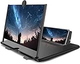 Smoony スマホ画面拡大鏡スタンド 16インチ 5倍 HDスクリーンアンプ3D 携帯 自由回転 360°スマホ拡大スクリーン スマホ画面拡大 動画視聴 目の保護 疲労軽減 スタンド折り畳み式 軽量 携帯便利 多機能調節可能 スマートフォン＆ タブレット (ブラック 1)